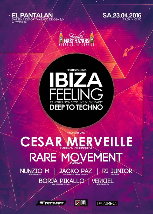 Flyer Ibiza Feeling organisé par NEvents en Espagne en 2016