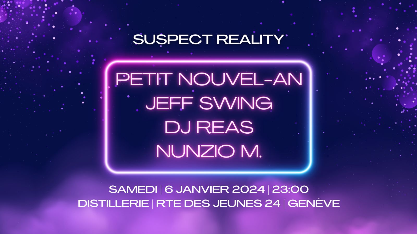 Affiche Suspect Reality au Village du Soir en janvier 2024