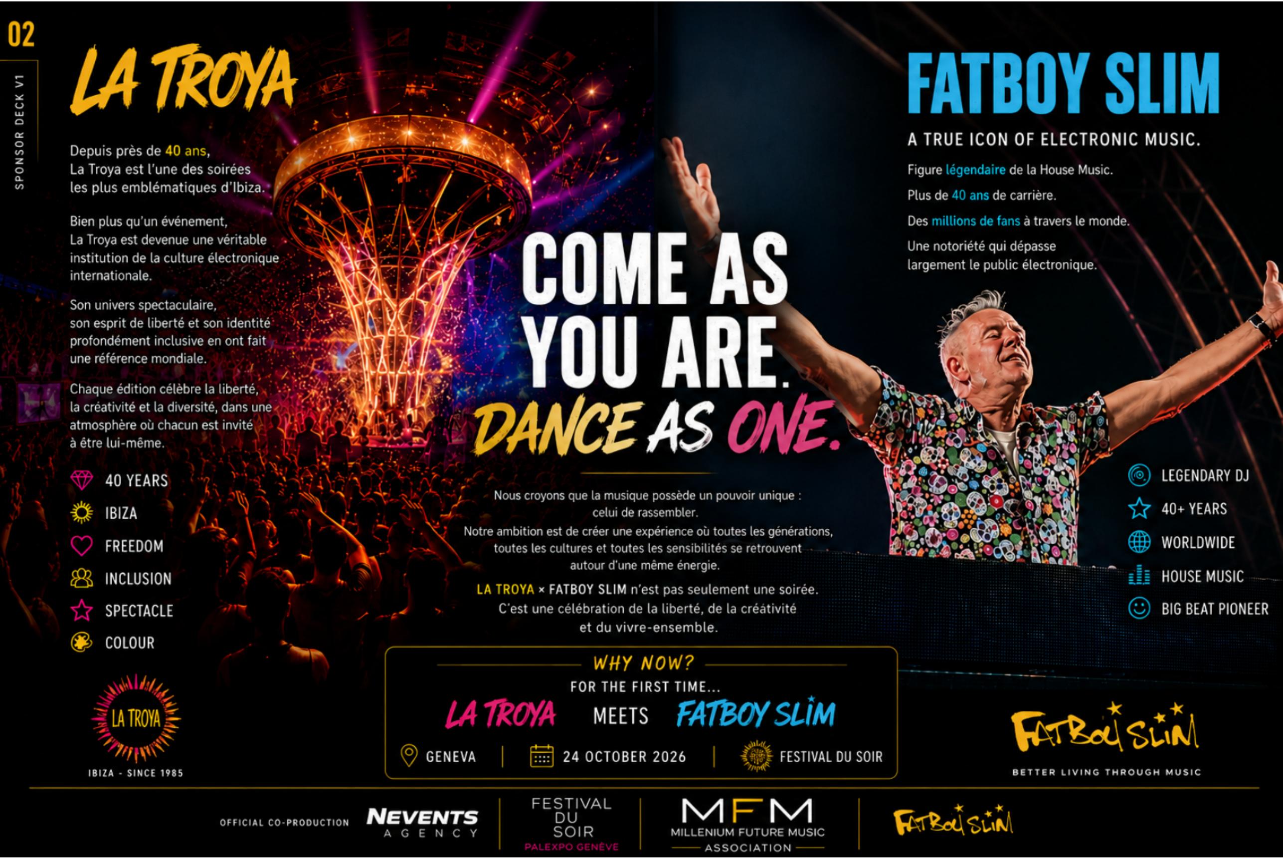 Présentation officielle de l’univers La Troya et de Fatboy Slim pour Genève 2026